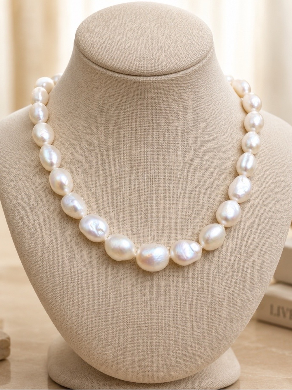 Luminous 12mm Baroque Freshwater Pearl Necklace – Elegant Statement 16’